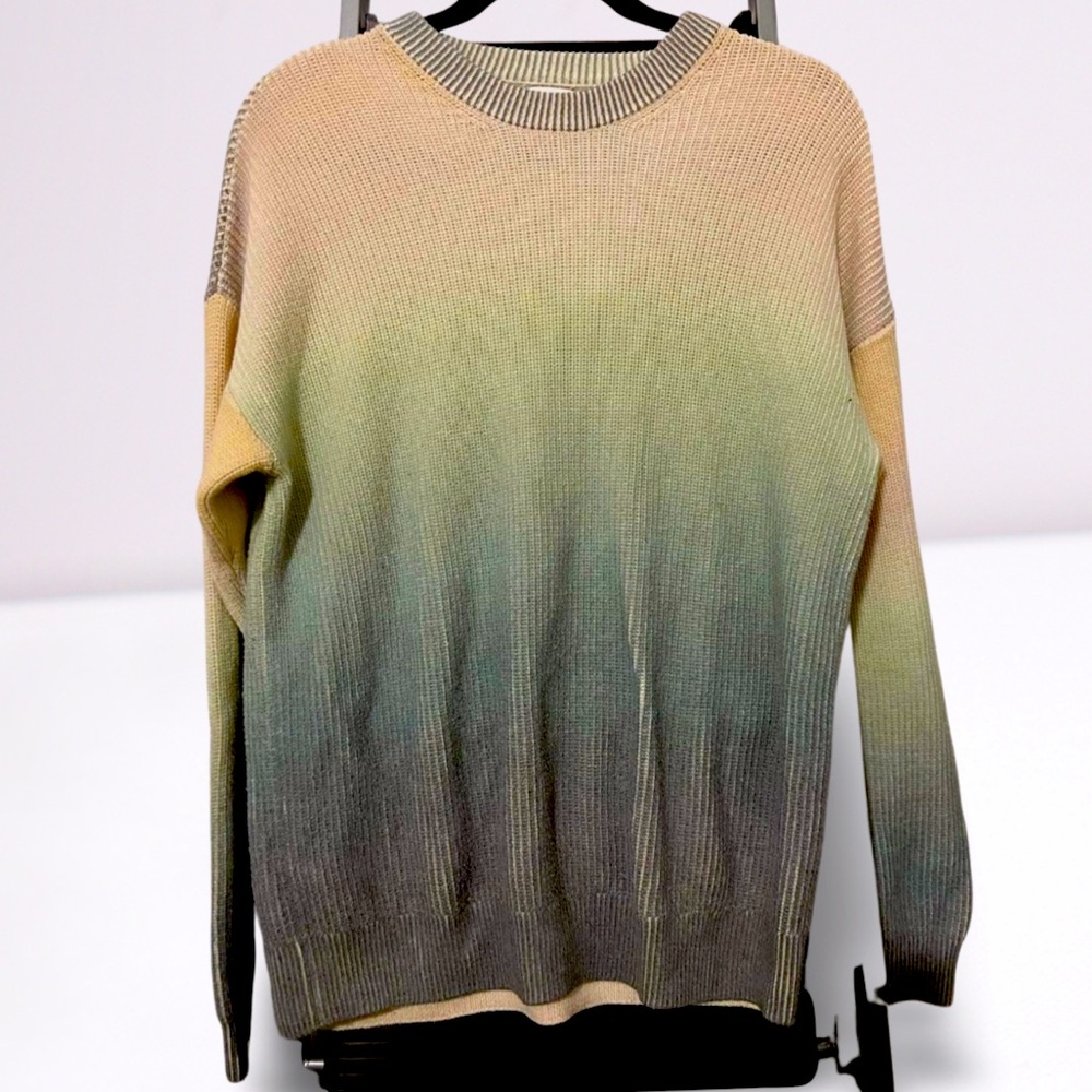 Zara Sweater Mens Textured Cotton Blend Knit Ombre Multicolor Sweater